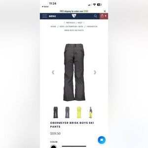 Obermeyer ski pants size 10/12